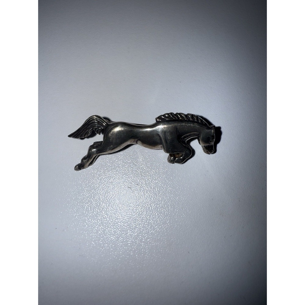Vintage Sterling Silver Horse Bronco Pony Equestrian Brooch Pin 925